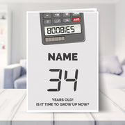 happy 34th birthday card shown in a living room