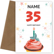 Happy 35th Birthday Card - Fun Cupcake Design