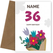 Happy 36th Birthday Card - Bouquet of Flowers