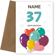 Happy 37th Birthday Card - Fun Balloons Design