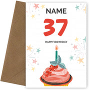 Happy 37th Birthday Card - Fun Cupcake Design