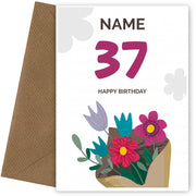 Happy 37th Birthday Card - Bouquet of Flowers