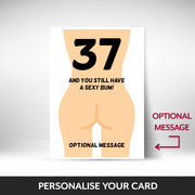What can be personalised on this 37th birthday card for women