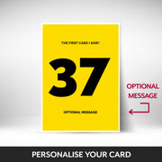 What can be personalised on this 37th birthday card for him