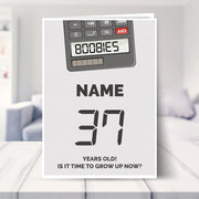 happy 37th birthday card shown in a living room