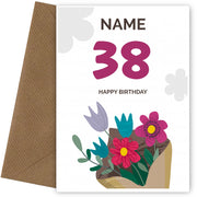 Happy 38th Birthday Card - Bouquet of Flowers