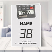 happy 38th birthday card shown in a living room