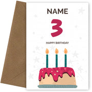 Happy 3rd Birthday Card - Fun Birthday Cake Design