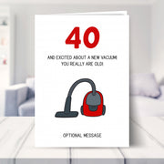 funny 40th birthday card shown in a living room