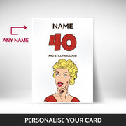 What can be personalised on this 40th birthday card for her