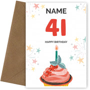 Happy 41st Birthday Card - Fun Cupcake Design