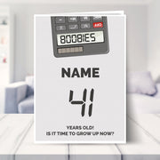 happy 41st birthday card shown in a living room