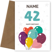 Happy 42nd Birthday Card - Fun Balloons Design