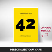 What can be personalised on this 42nd birthday card for him