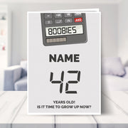 happy 42nd birthday card shown in a living room