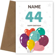 Happy 44th Birthday Card - Fun Balloons Design