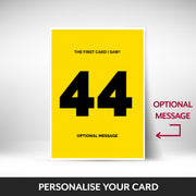 What can be personalised on this 44th birthday card for him