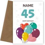Happy 45th Birthday Card - Fun Balloons Design