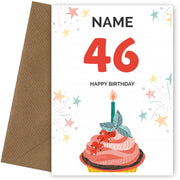Happy 46th Birthday Card - Fun Cupcake Design