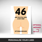 What can be personalised on this 46th birthday card for women