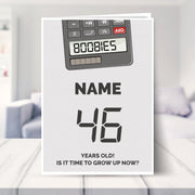 happy 46th birthday card shown in a living room