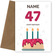 Happy 47th Birthday Card - Fun Birthday Cake Design