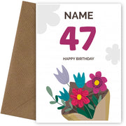 Happy 47th Birthday Card - Bouquet of Flowers
