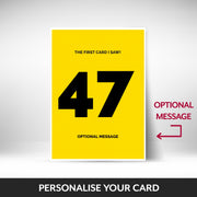 What can be personalised on this 47th birthday card for him