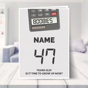 happy 47th birthday card shown in a living room