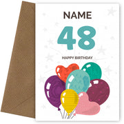 Happy 48th Birthday Card - Fun Balloons Design