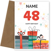 Happy 48th Birthday Card - Fun Presents Design