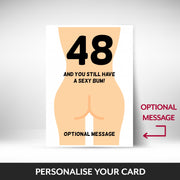 What can be personalised on this 48th birthday card for women