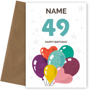 Happy 49th Birthday Card - Fun Balloons Design