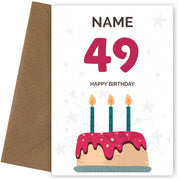 Happy 49th Birthday Card - Fun Birthday Cake Design