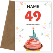 Happy 49th Birthday Card - Fun Cupcake Design