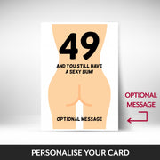 What can be personalised on this 49th birthday card for women