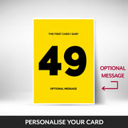 What can be personalised on this 49th birthday card for him