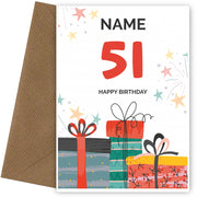 Happy 51st Birthday Card - Fun Presents Design