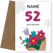 Happy 52nd Birthday Card - Bouquet of Flowers