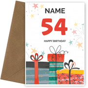 Happy 54th Birthday Card - Fun Presents Design