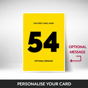 What can be personalised on this 54th birthday card for him