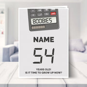 happy 54th birthday card shown in a living room