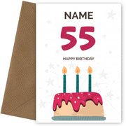 Happy 55th Birthday Card - Fun Birthday Cake Design