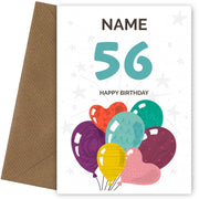 Happy 56th Birthday Card - Fun Balloons Design