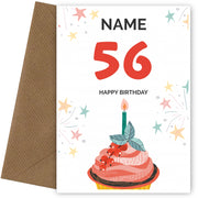 Happy 56th Birthday Card - Fun Cupcake Design