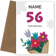 Happy 56th Birthday Card - Bouquet of Flowers