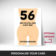 What can be personalised on this 56th birthday card for women