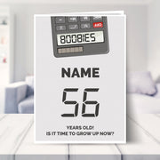 happy 56th birthday card shown in a living room