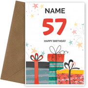 Happy 57th Birthday Card - Fun Presents Design