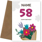 Happy 58th Birthday Card - Bouquet of Flowers